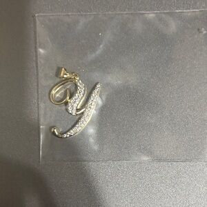 Gold plated “Y” Pendant with Crystals